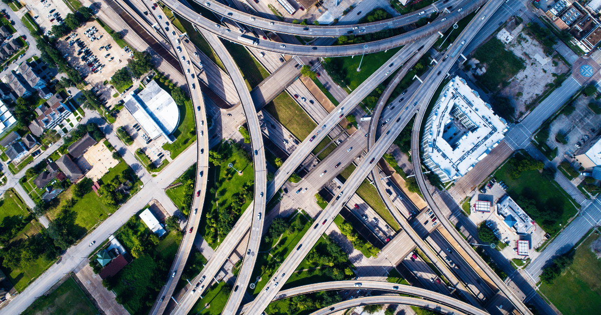 city traffic aerial view