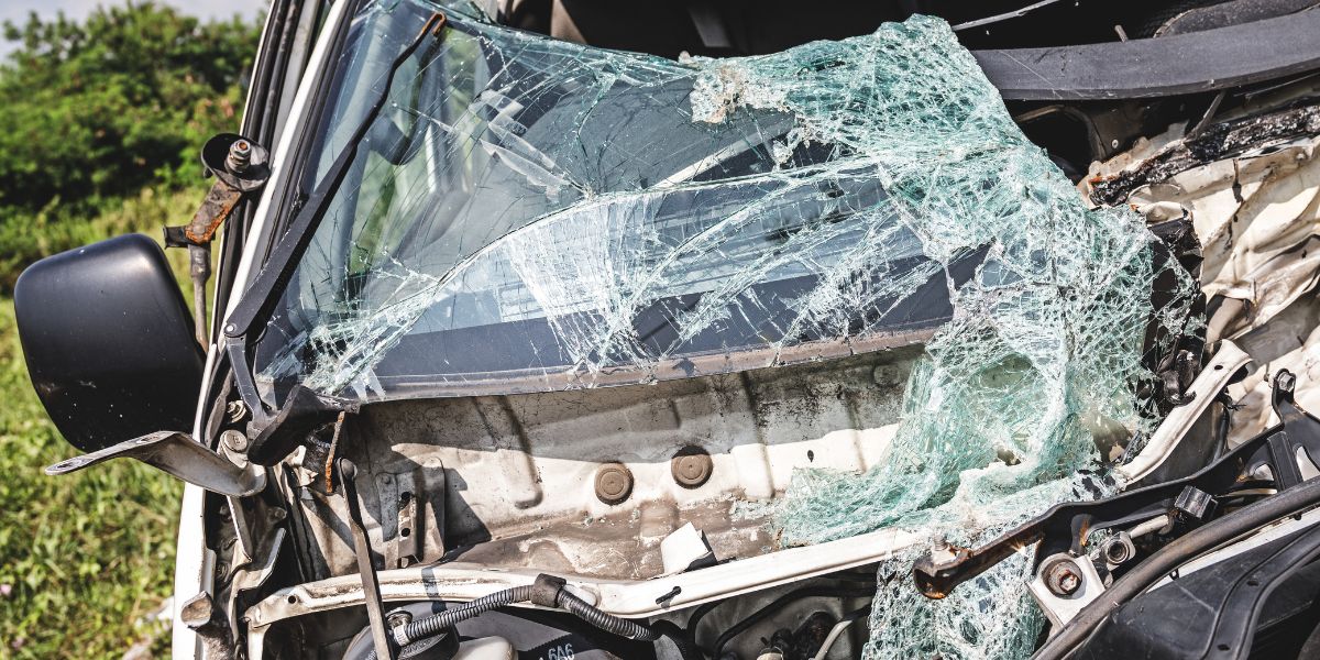 car with broken glass