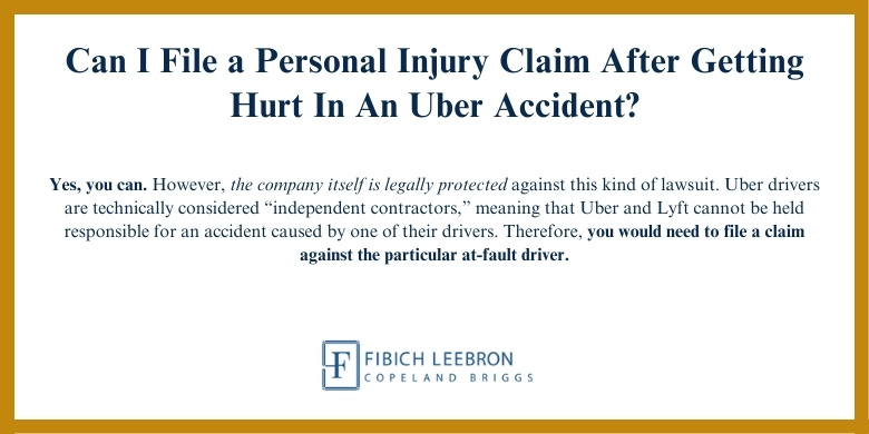 Can I File a Personal Injury Claim After Getting Hurt In An Uber Accident