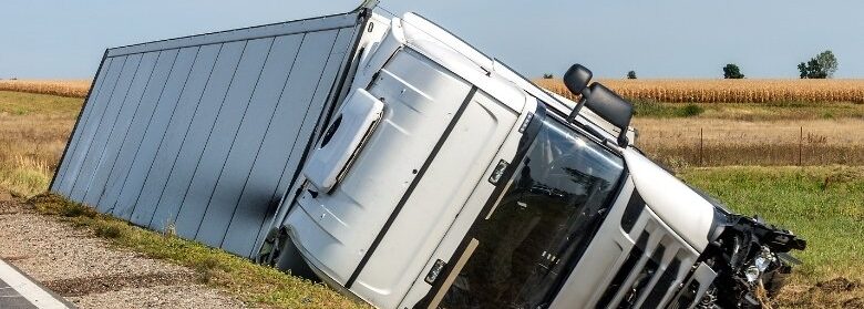 rolled over truck after an accident in Houston, Texas