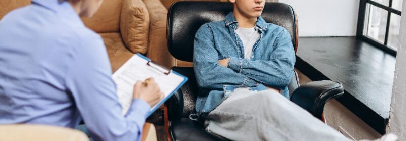 Victim of sexual abuse talking to a counselor