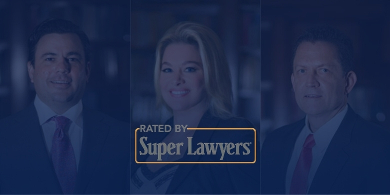 Image of 3 attorneys with the logo of Super Lawyers with blue background